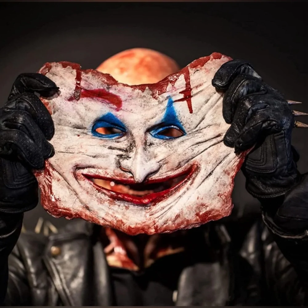 Scary Halloween Mask, Joker Double layer Ripped Mask, Halloween Full Head Skull